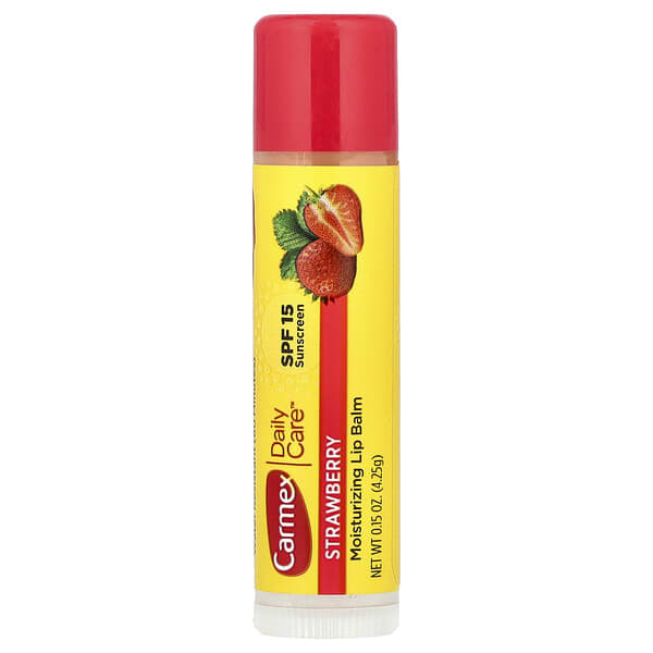 Picture of 15 carmex daily care moisturizing lip balm stick strawberry spf 15